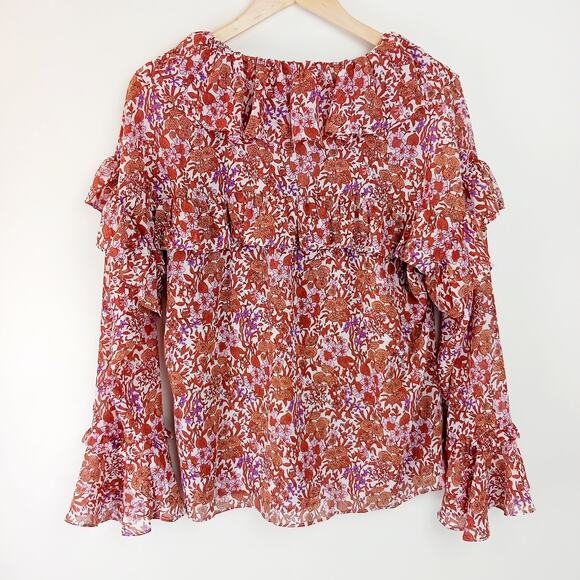 J.Crew SZ M Ruffle Crinkle Chiffon Top in Fête Floral NWT - Picture 6 of 8